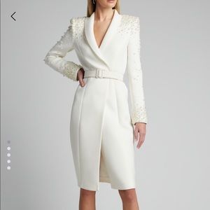 Badgley Mischka white pearl blazer dress - bridal